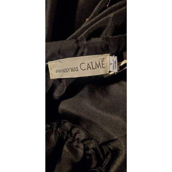 Johnny Was Calme by Yogi Embroidered Silk Mini Dress — Black, NWT, Boho Chic - Picture 12 of 13